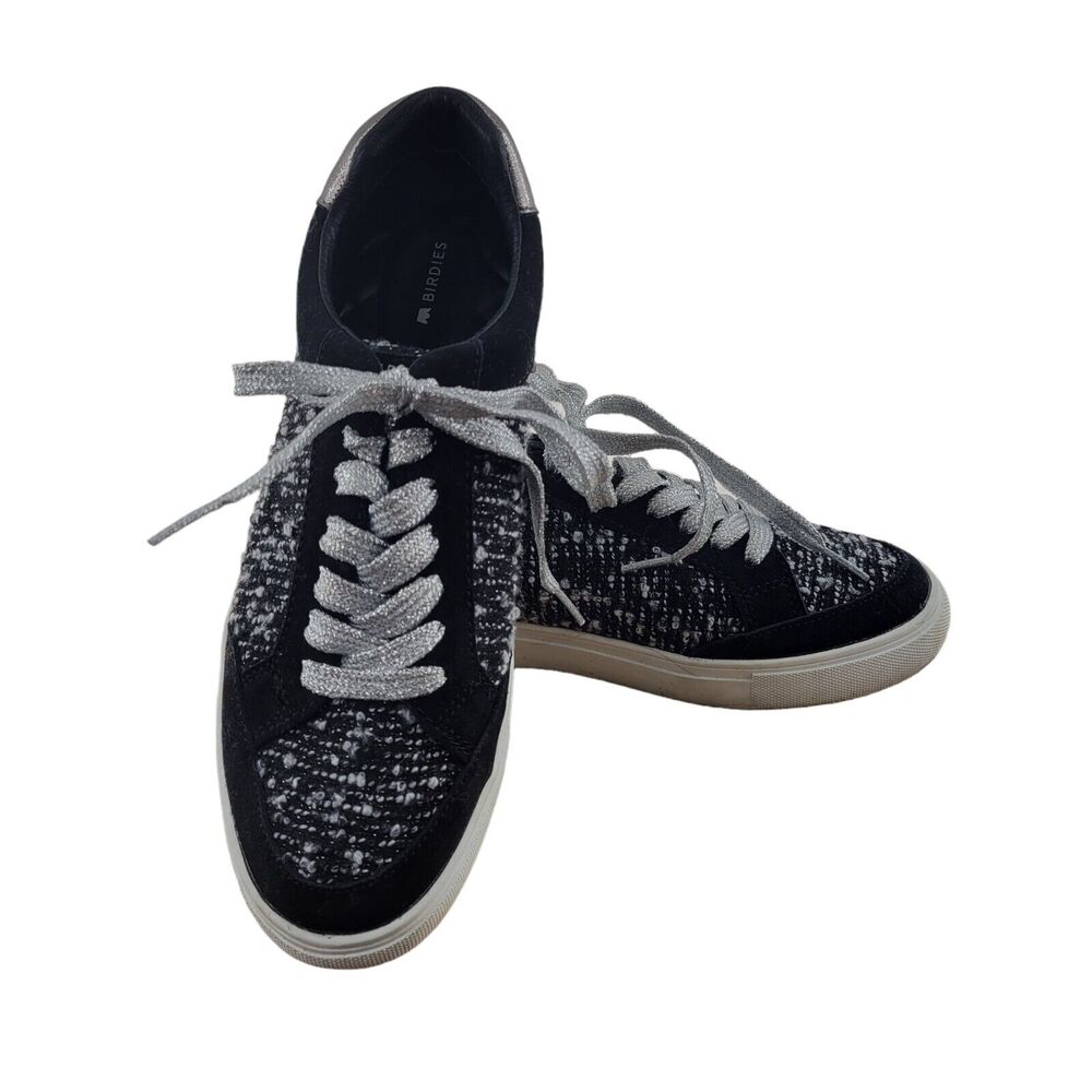 Birdies Cardinal Orbit Sneakers‎ Womens Size 10 Black Gray Silver Metallic Laces